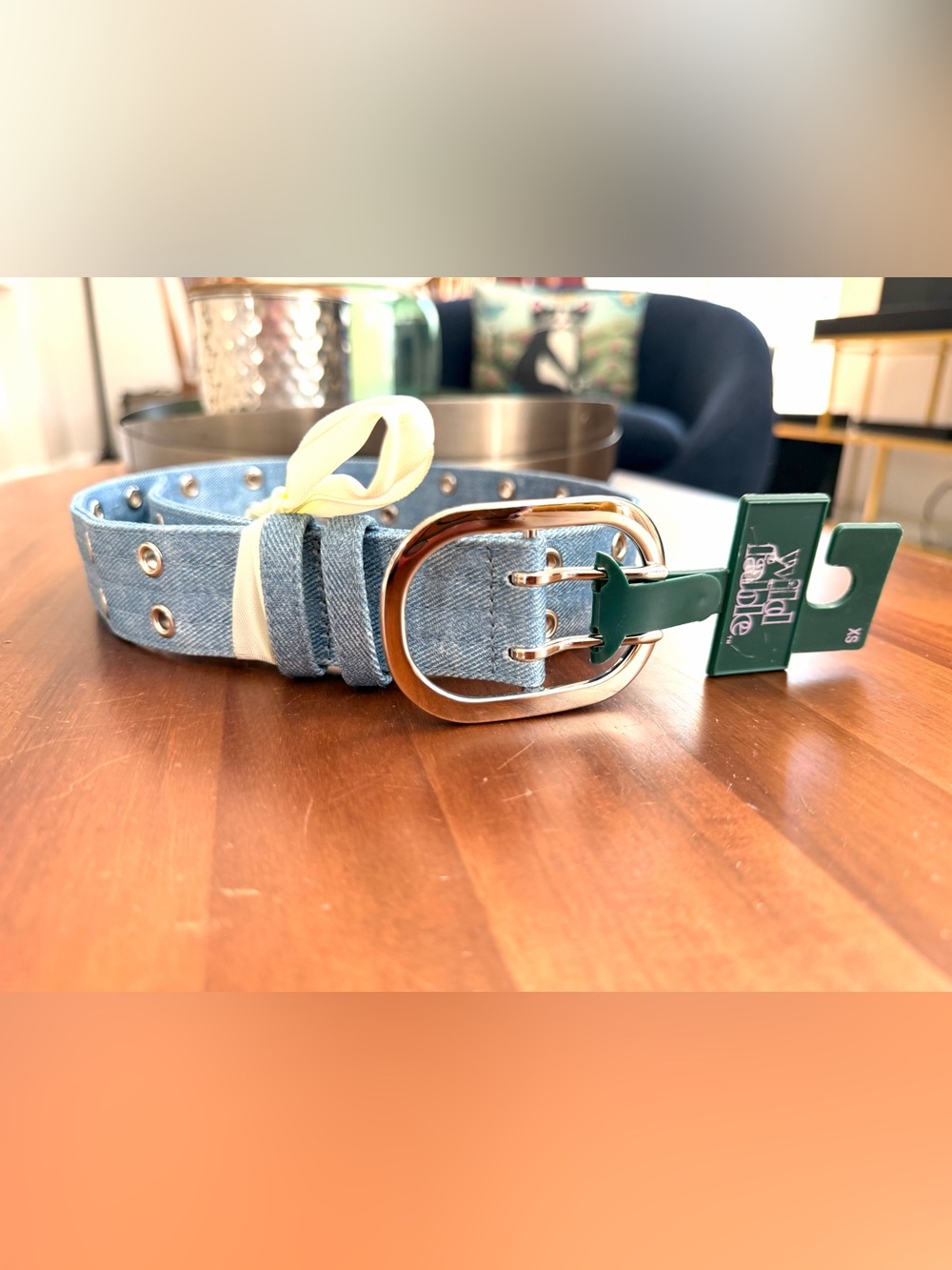 Wild Fable Denim Double Grommet Belt Silver Buckle XS NWT Y2K